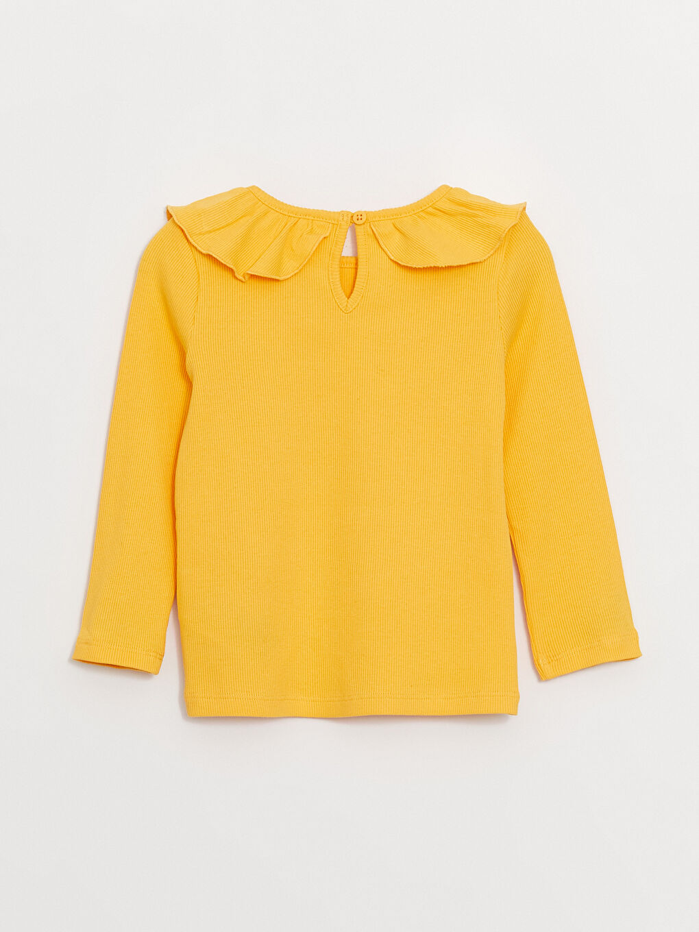 Turuncu Bisiklet Yaka Uzun Kollu Basic Kız Bebek Tişört-2