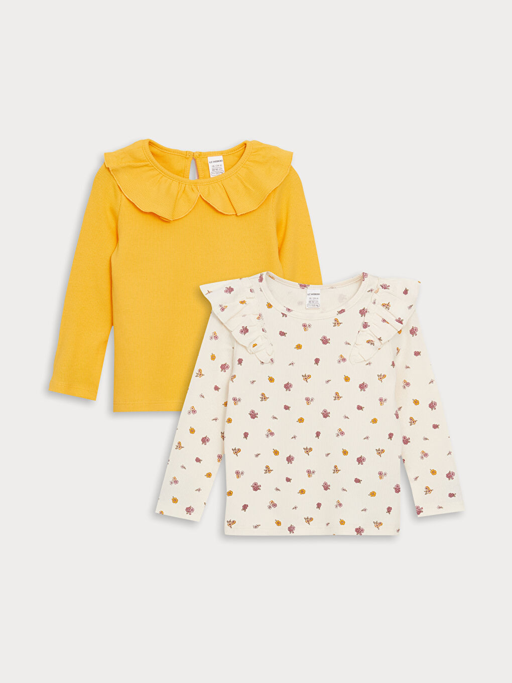 Crew Neck Long Sleeve Baby Girl Blouse 2 Pack -S4AV70Z1-LRA