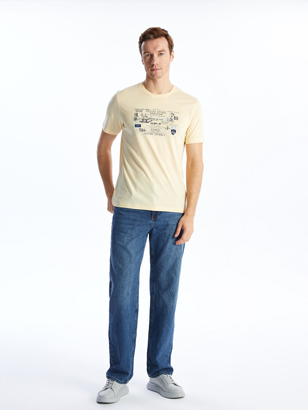 SOUTHBLUE Crew Neck Short Sleeve Printed Combed Cotton Men's T-shirt -S4AV72Z8-FDS