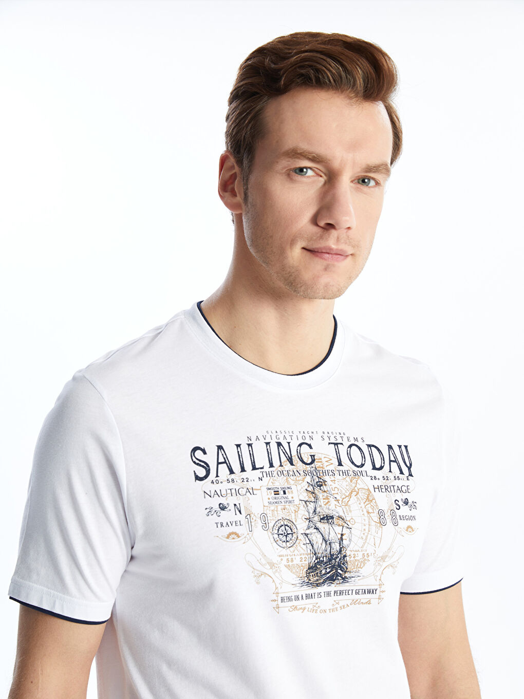 Crew Neck Short Sleeve Printed Combed Cotton Men's T-shirt -S4AY02Z8-Q6K