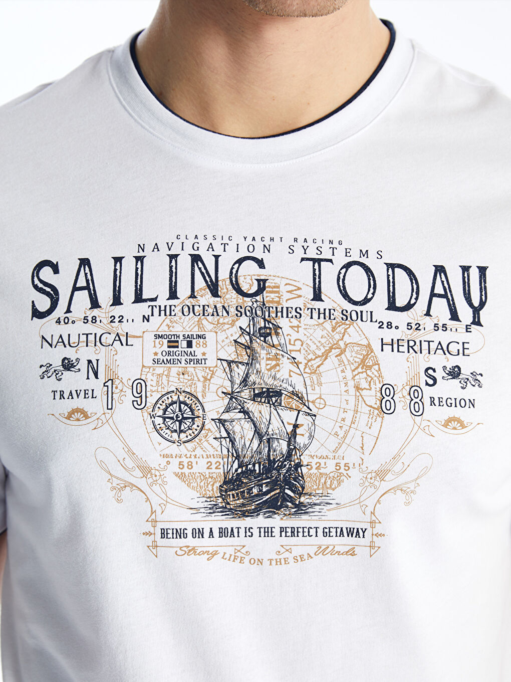 Crew Neck Short Sleeve Printed Combed Cotton Men's T-shirt -S4AY02Z8-Q6K