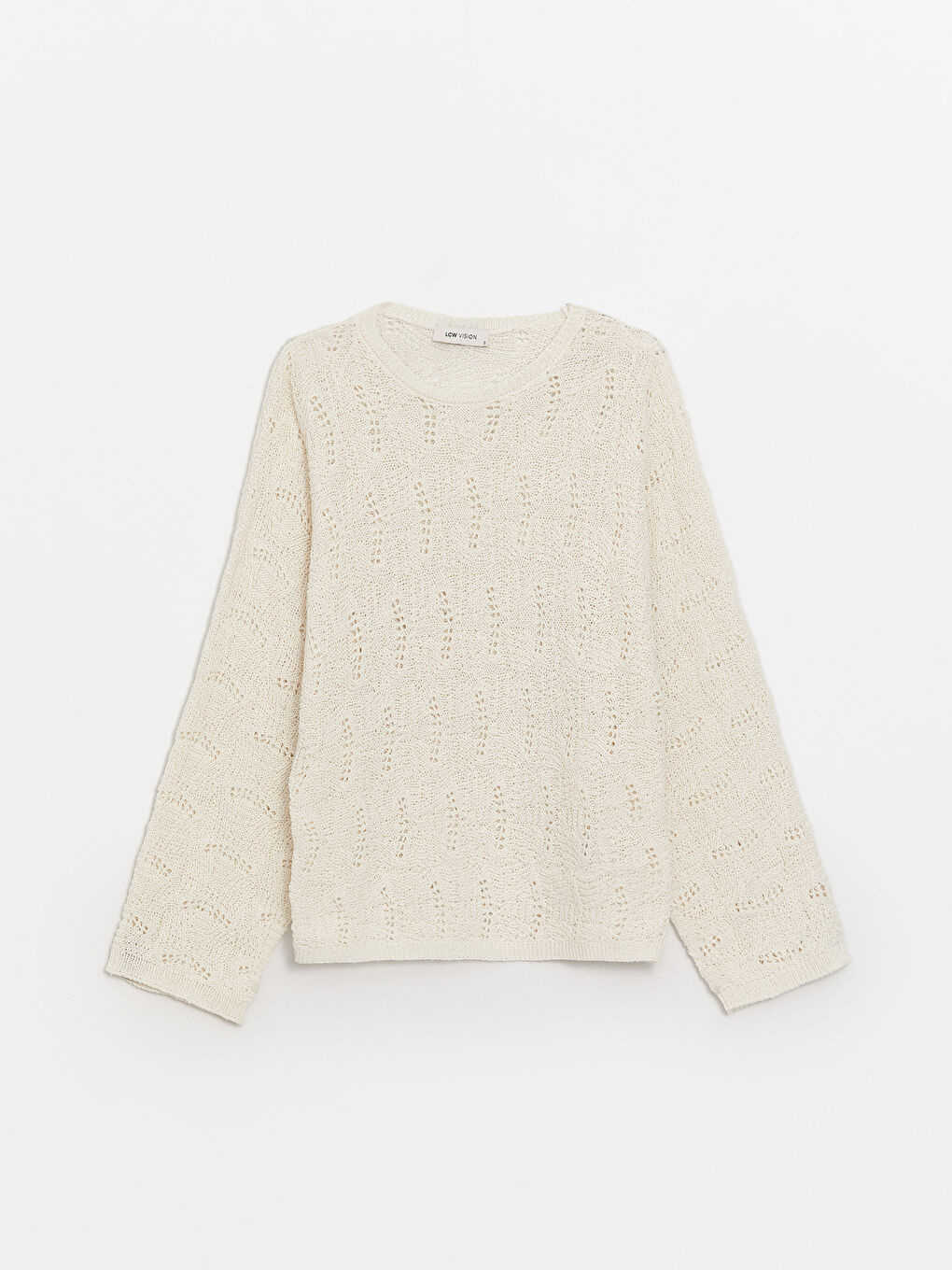 Crew Neck Hole-Knitted Long Sleeve Women's Knitwear Sweater-5