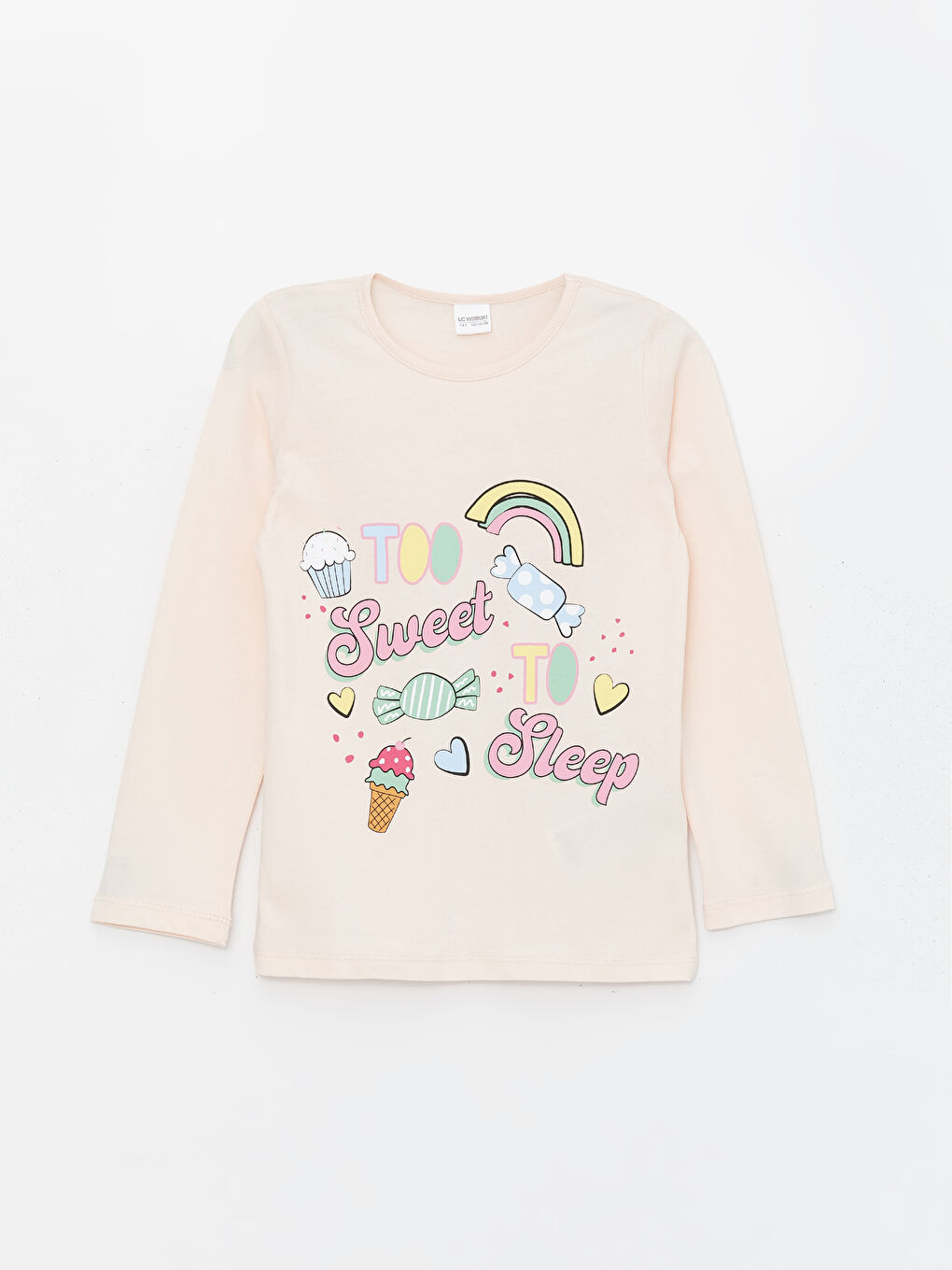 Pembe Bisiklet Yaka Baskılı Kız Çocuk Pijama Üst