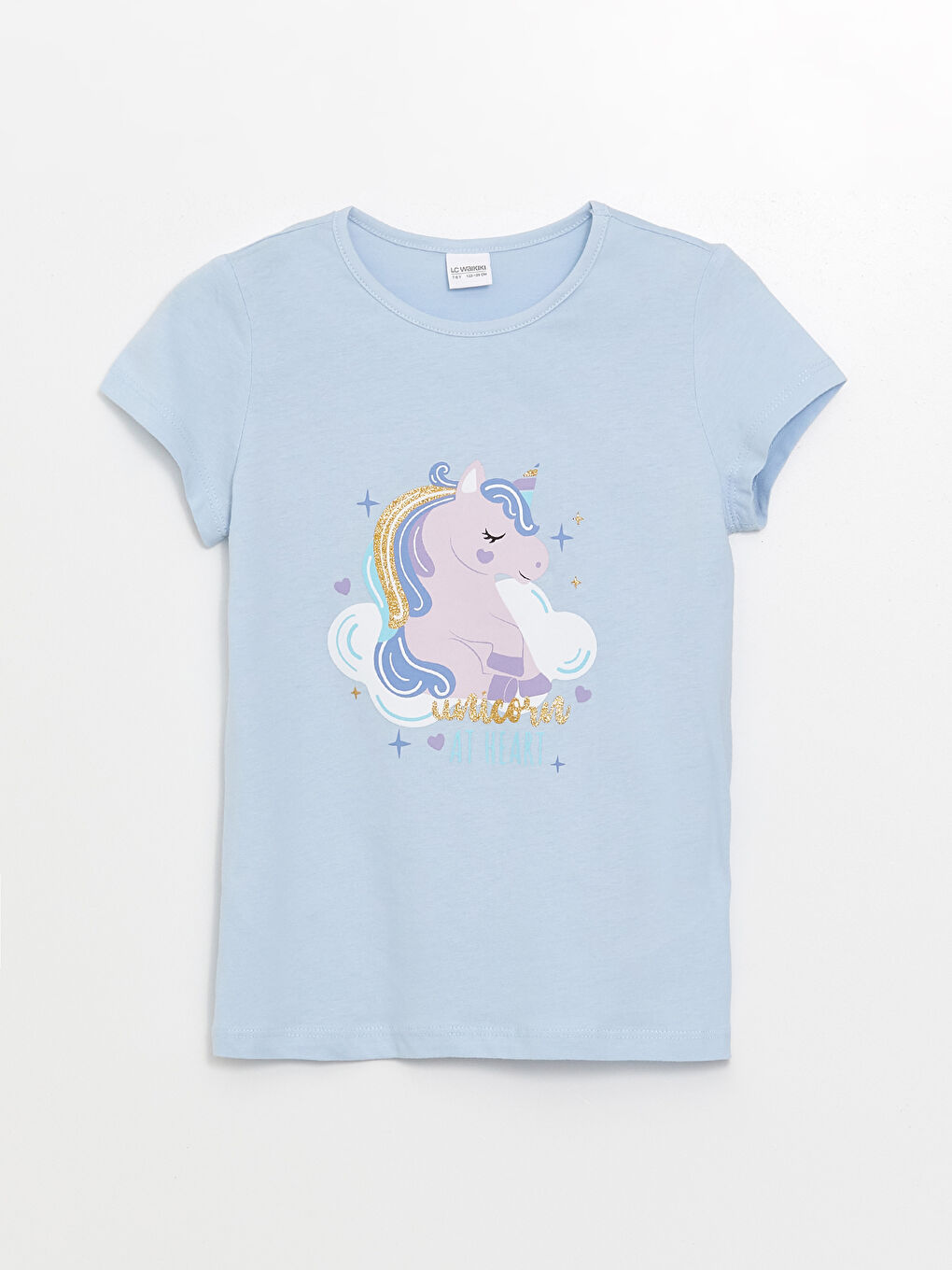 Mavi Bisiklet Yaka Kız Çocuk Pijama Üst