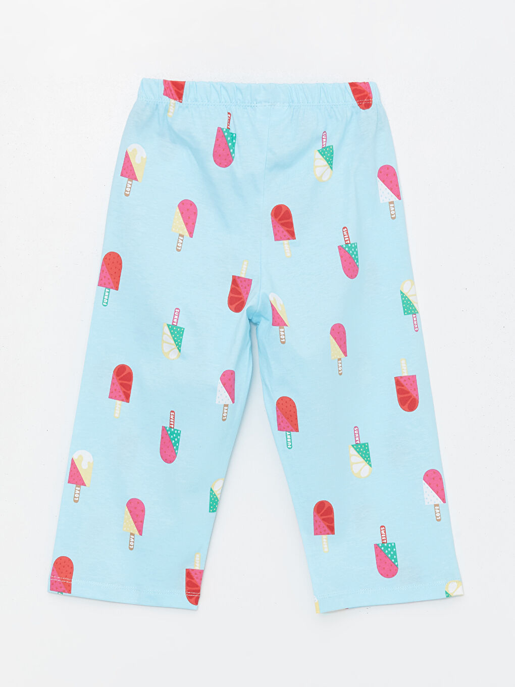 Mavi Beli Lastikli Kız Çocuk Kapri Pijama Alt-1