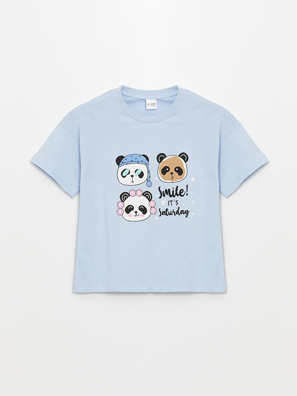 Crew Neck Printed Short Sleeve Girl's Short Pajamas Set -S4AY32Z4-G0K