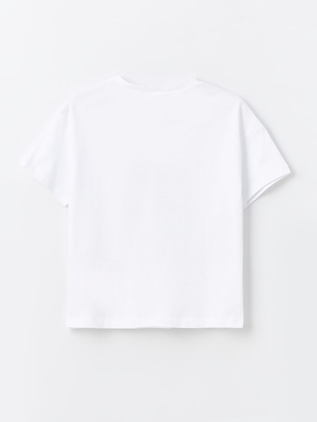 Beyaz Bisiklet Yaka Kız Çocuk Pijama Üst-1