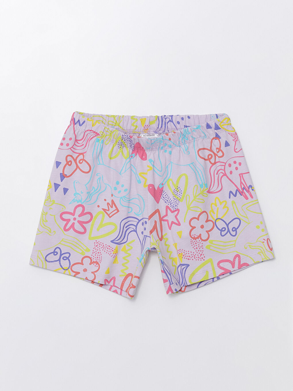 Lila Beli Lastikli Kız Çocuk Pijama Şort