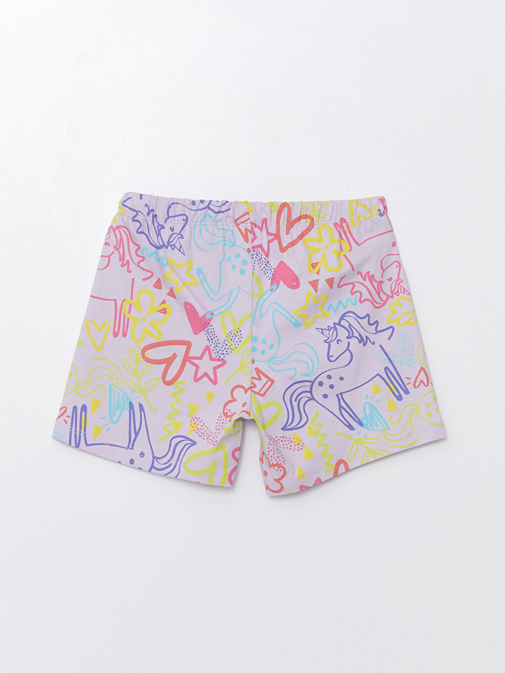 Lila Beli Lastikli Kız Çocuk Pijama Şort-1