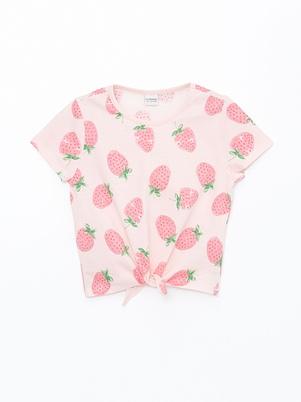 Poncho Crew Neck Printed Short Sleeve Girls' Crop T-Shirt -S4AY80Z4-F9C