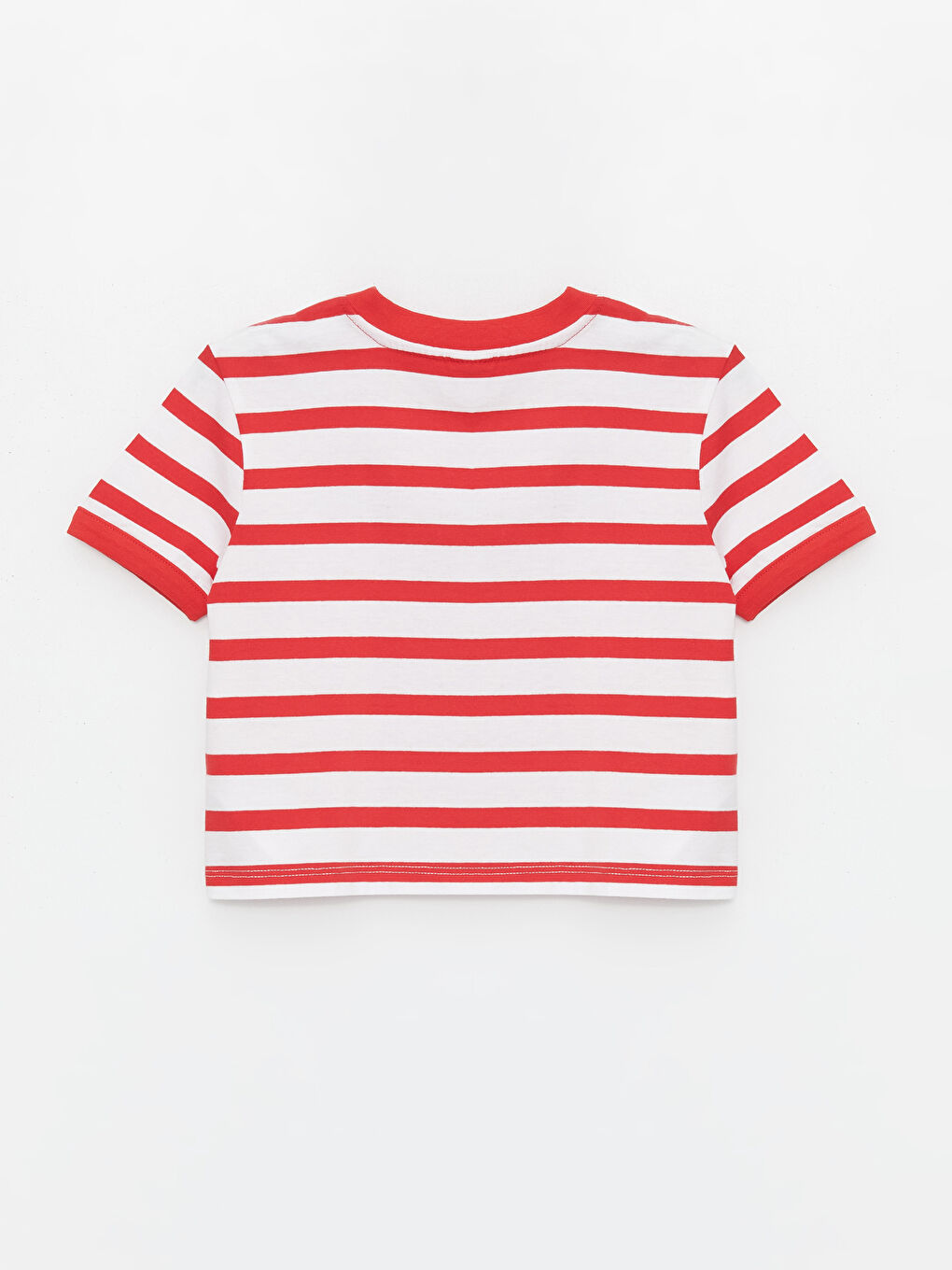 Crew Neck Striped Short-Sleeve Girl's Crop T-Shirt -S4AY81Z4-LJE