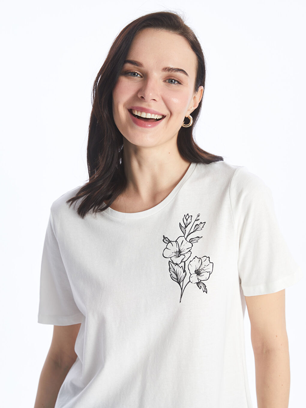 Crew Neck Printed Short Sleeve Women's T-Shirt -S4AY82Z8-EEW
