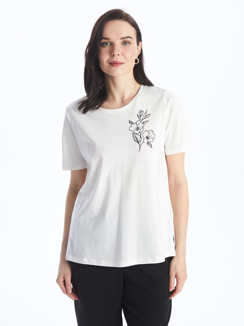 Crew Neck Printed Short Sleeve Women's T-Shirt -S4AY82Z8-EEW
