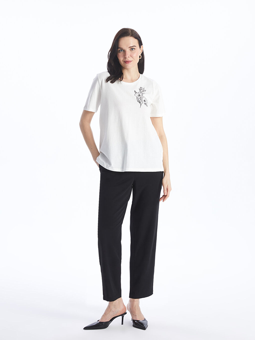 Crew Neck Printed Short Sleeve Women's T-Shirt -S4AY82Z8-EEW