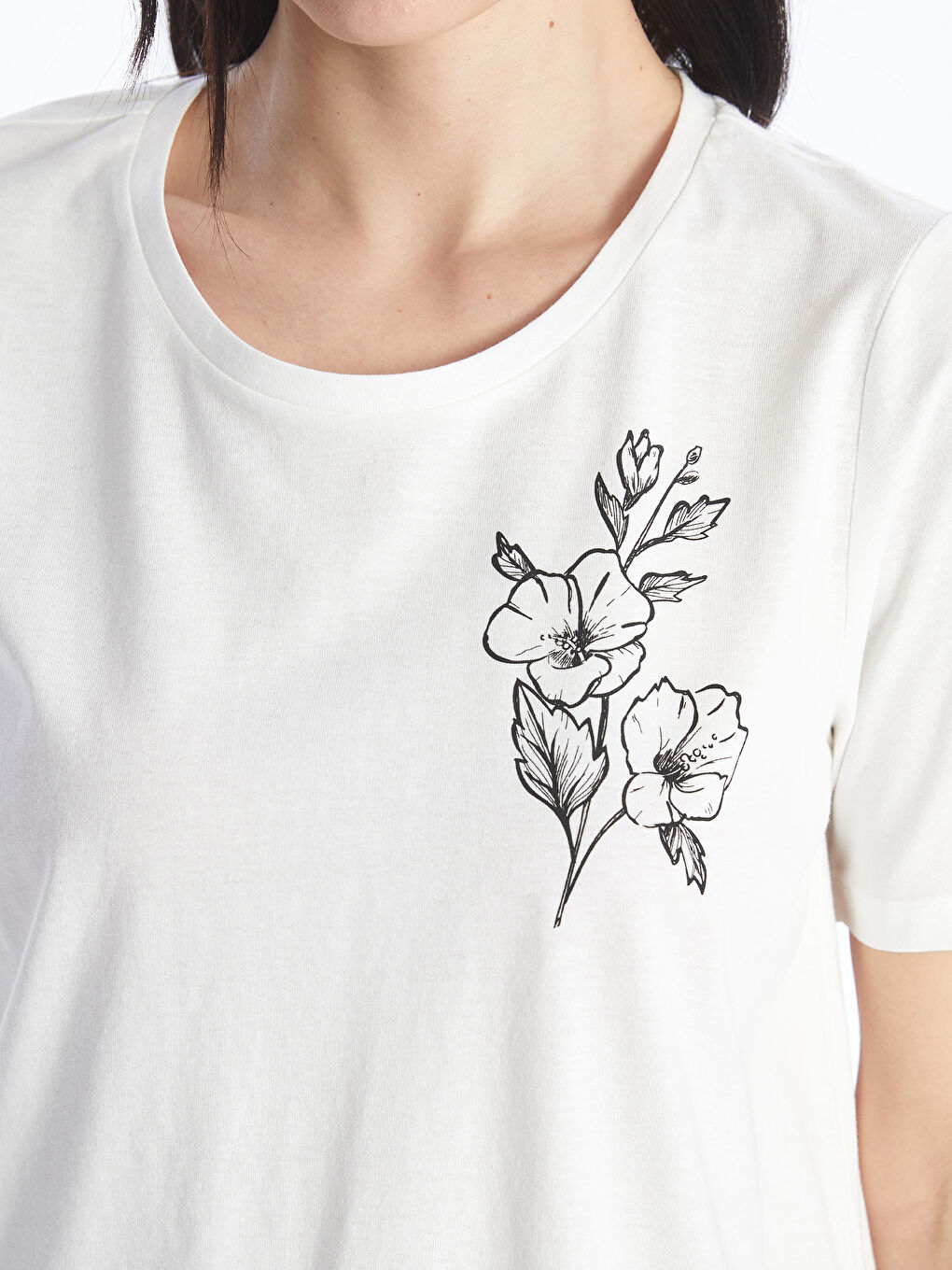 Crew Neck Printed Short Sleeve Women's T-Shirt -S4AY82Z8-EEW