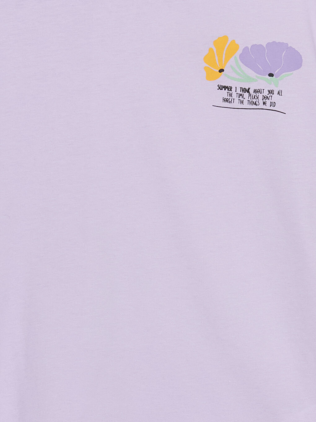 Lila Bisiklet Yaka Baskılı Kısa Kollu Kız Çocuk Tişört-1