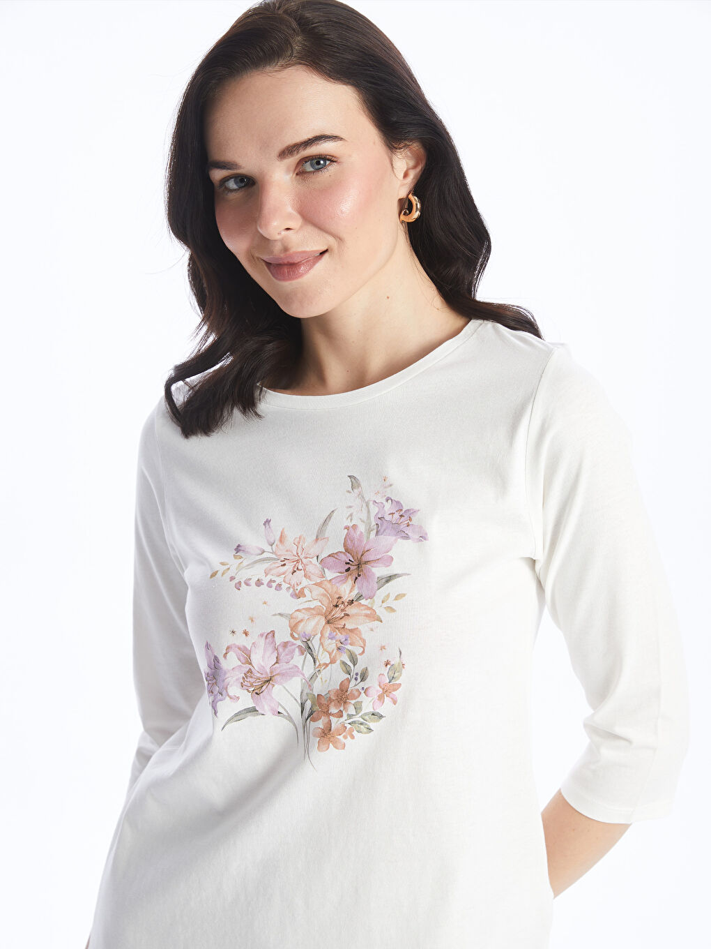 LCW Grace Crew Neck Printed Women's T-Shirt -S4AY89Z8-EEW