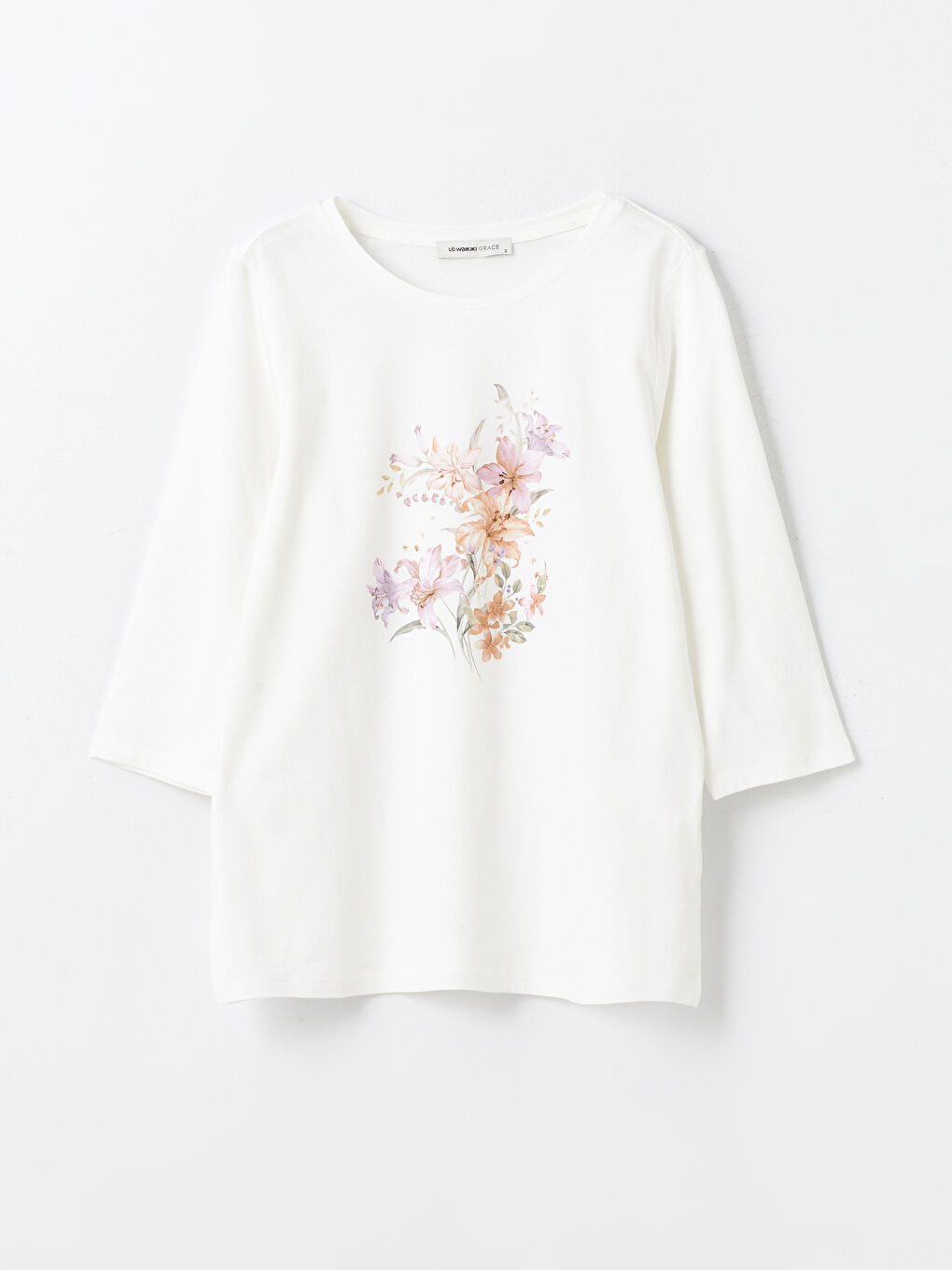 LCW Grace Crew Neck Printed Women's T-Shirt -S4AY89Z8-EEW