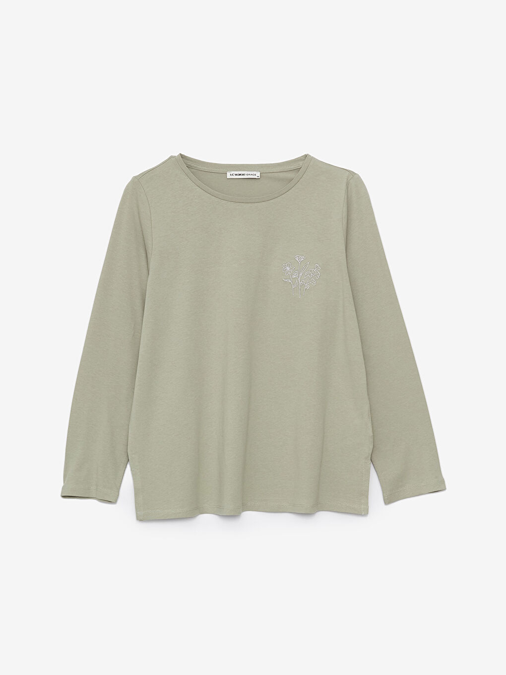 LCW Grace Crew Neck Embroidered Long Sleeve Women's T-Shirt -S4AY93Z8-GGY