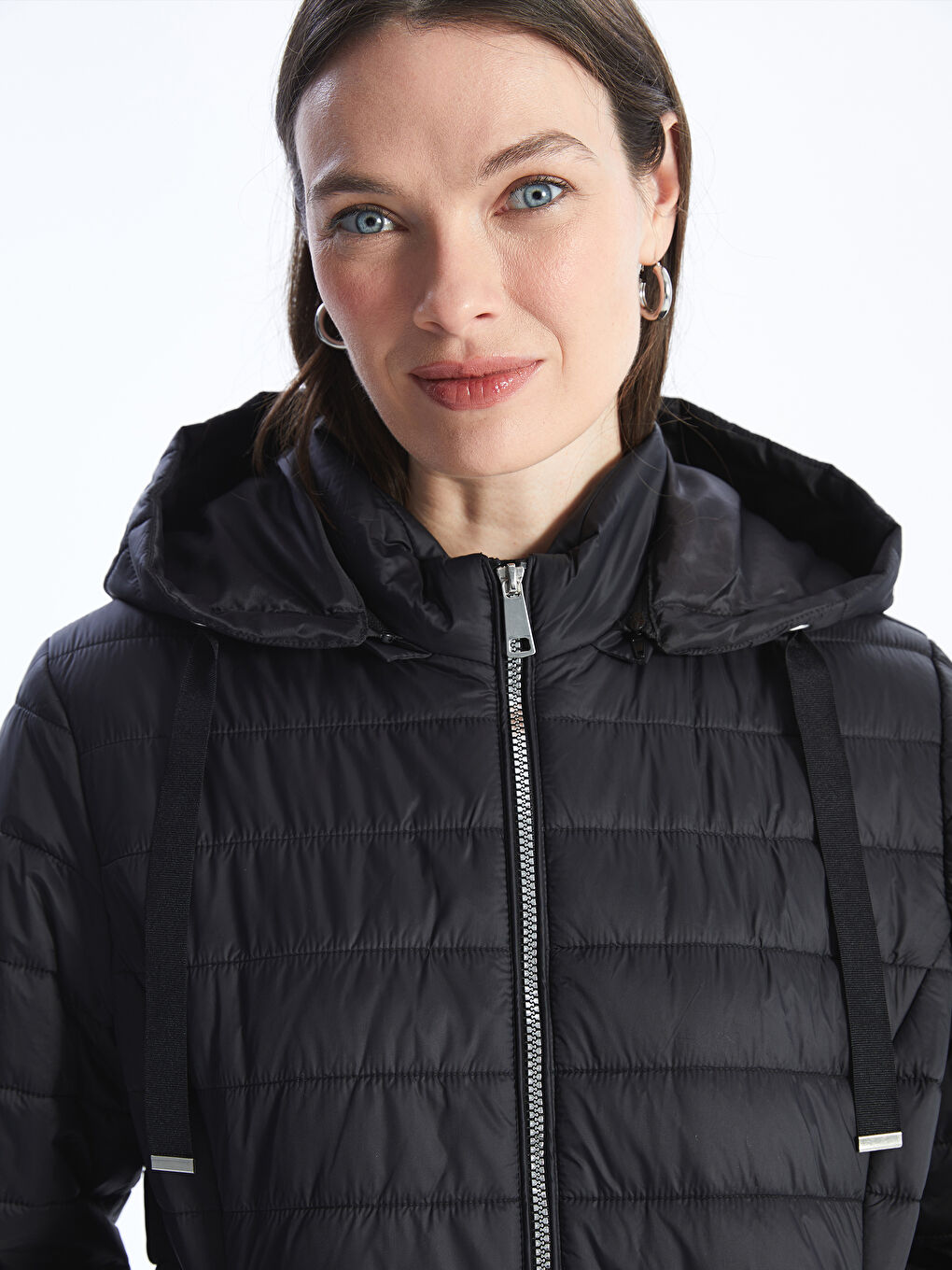 Women's Hooded Plain Puffer Coat -S4BA05Z8-CVL