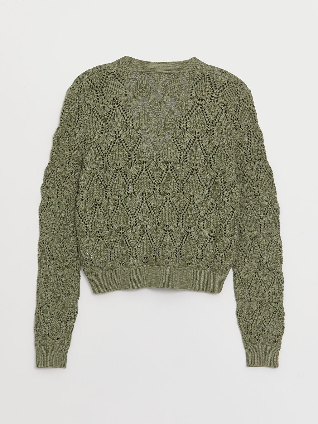 V-Neck Self Patterned Long Sleeve Women's Knitwear Cardigan-6