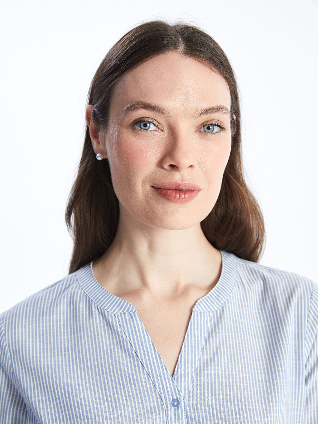 LCW Grace Notch Neck Striped Women's Shirt -S4BA62Z8-LEN