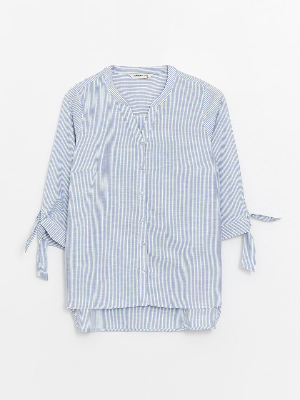 LCW Grace Notch Neck Striped Women's Shirt -S4BA62Z8-LEN