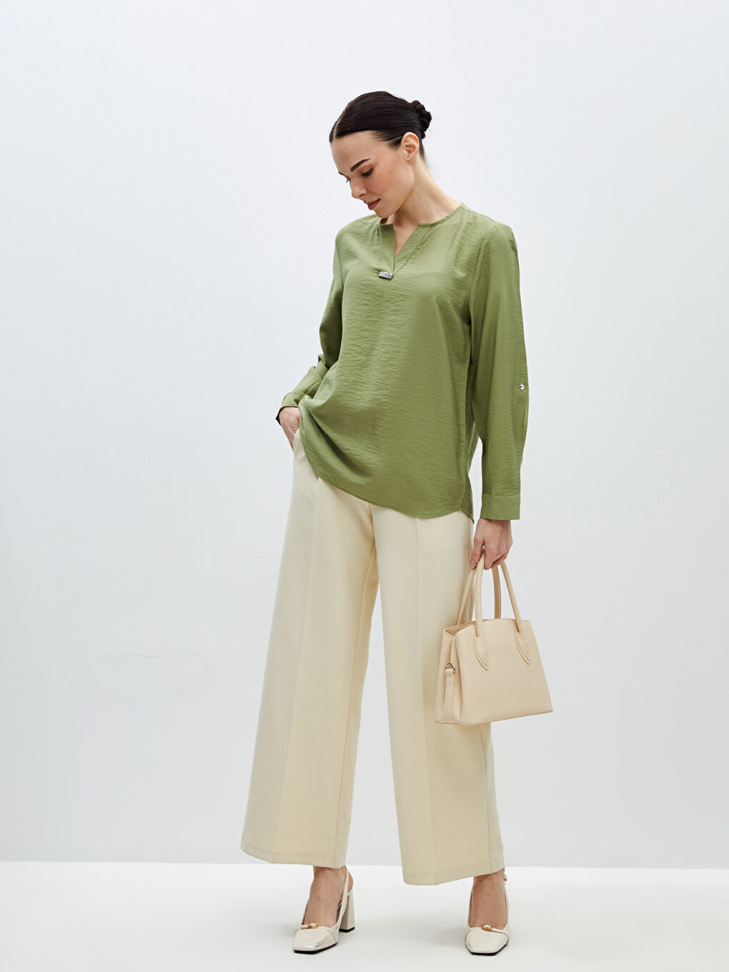 Turtleneck Straight Long Sleeve Women Blouse -S4BA63Z8-HBV