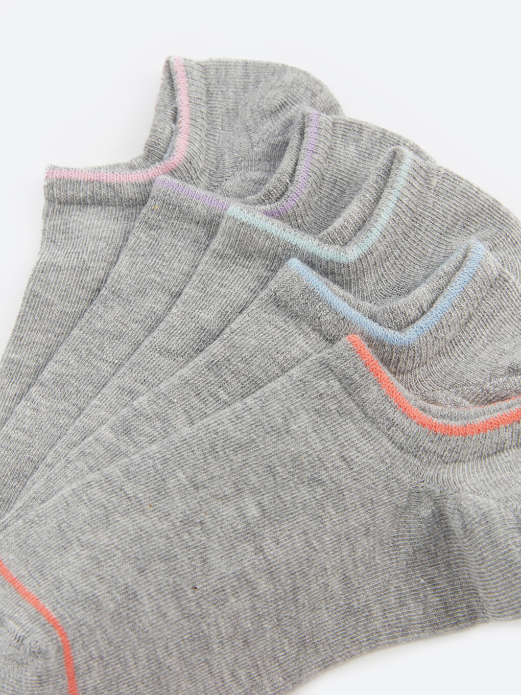 Gri Kadın Düz Patik Çorap 5'li-2