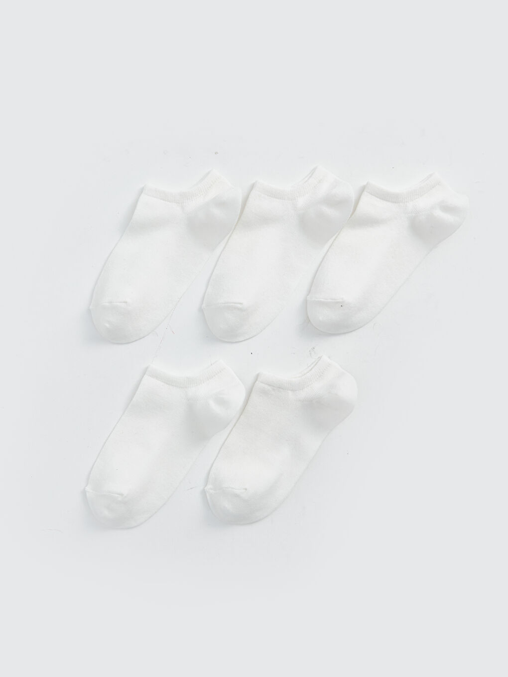 Ekru Kadın Düz Patik Çorap 5'li