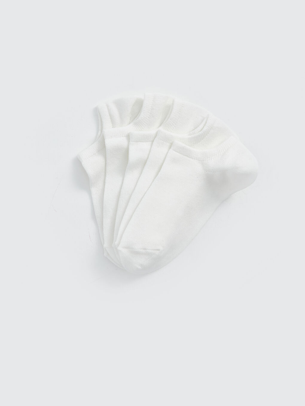 Ekru Kadın Düz Patik Çorap 5'li-1