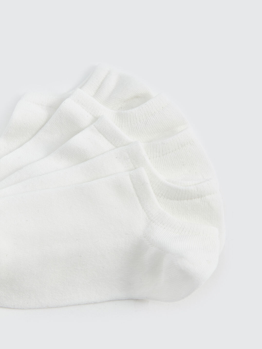 Ekru Kadın Düz Patik Çorap 5'li-2