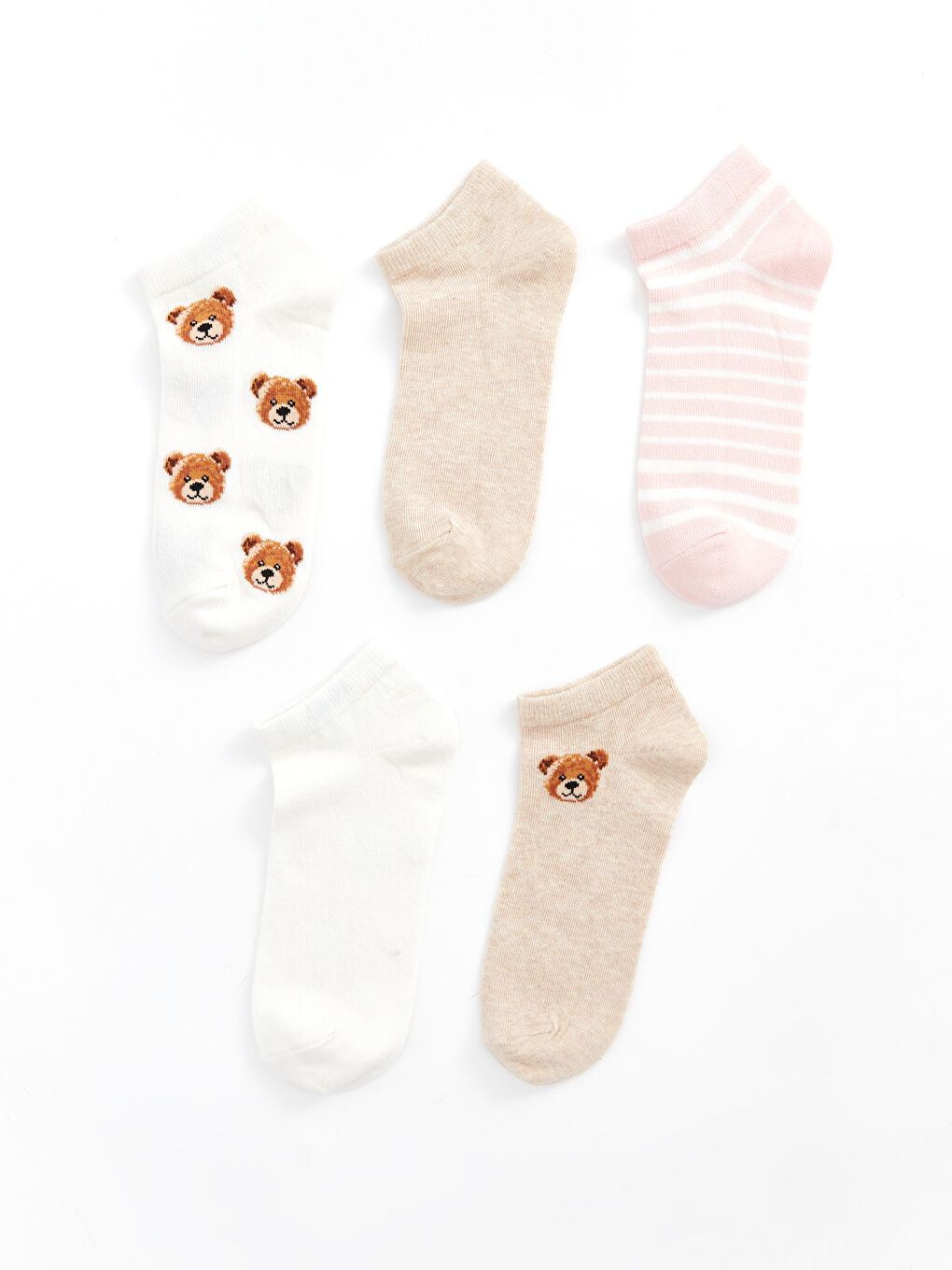 Женские узорчатые короткие носки - комплект из 5 штук