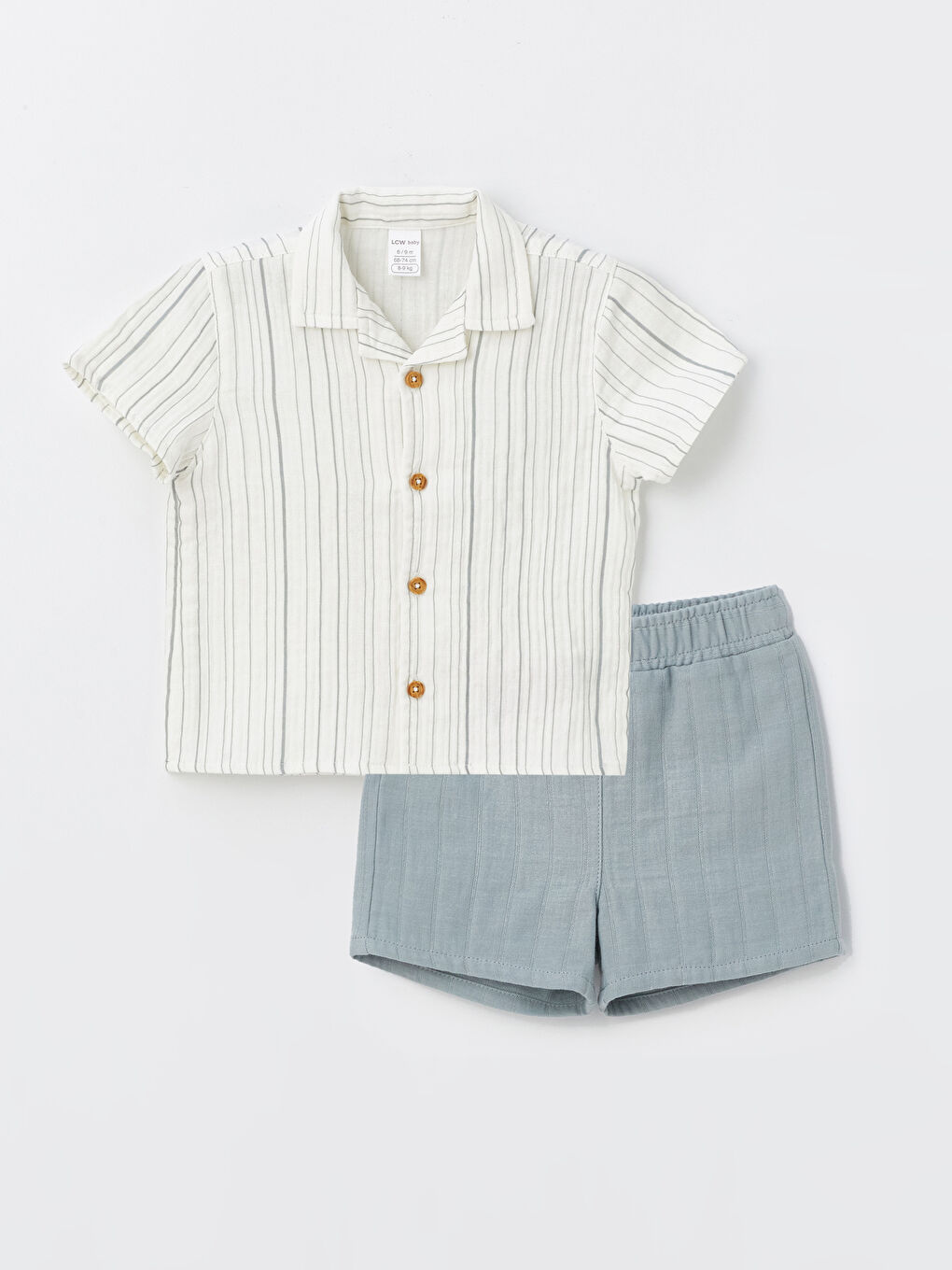 Ensemble 2 Pièces Chemise et Short Rayé Bébé Garçon Manches Courtes