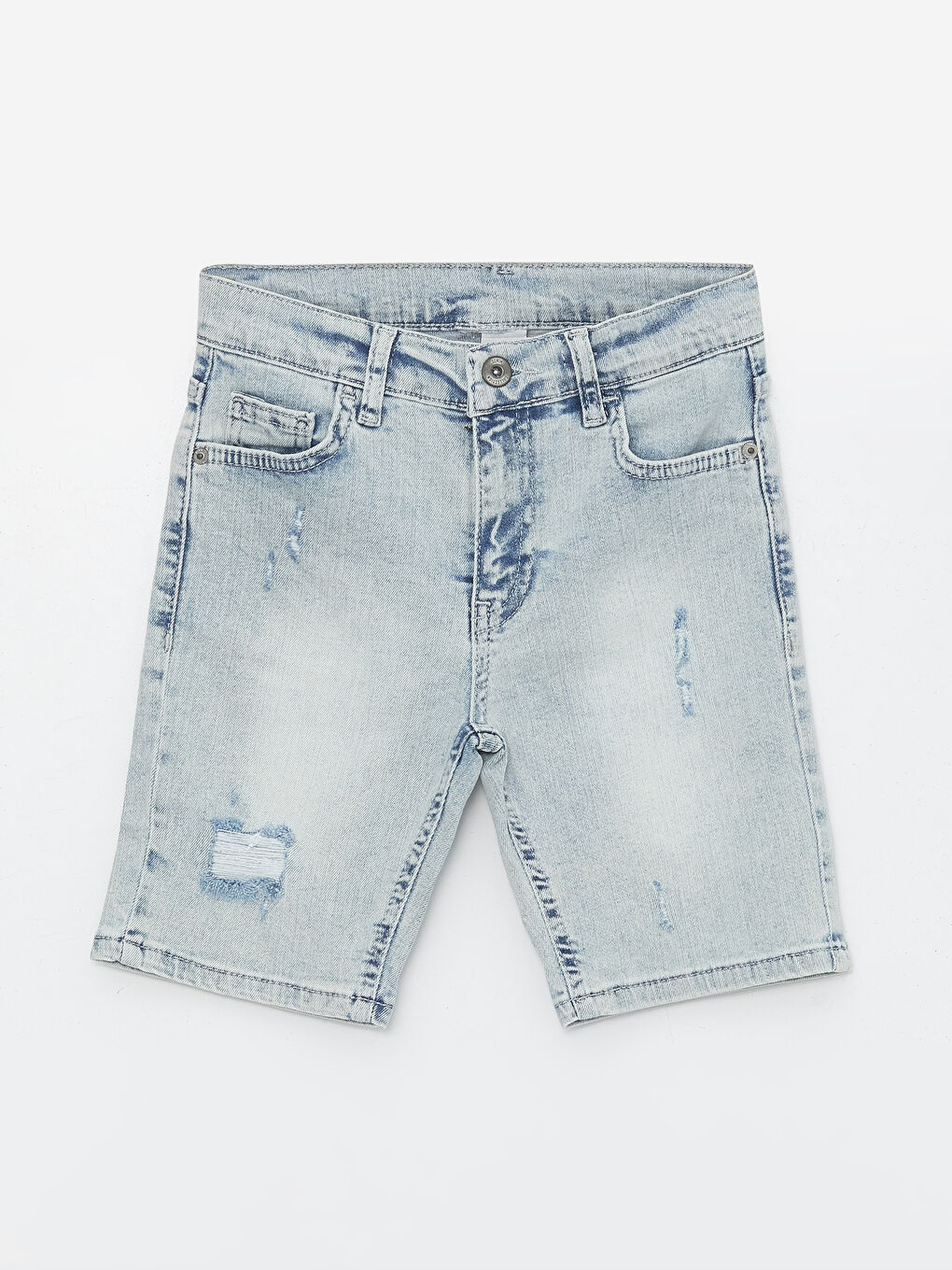 Mavi Yırtık Detaylı Erkek Çocuk Jean Şort