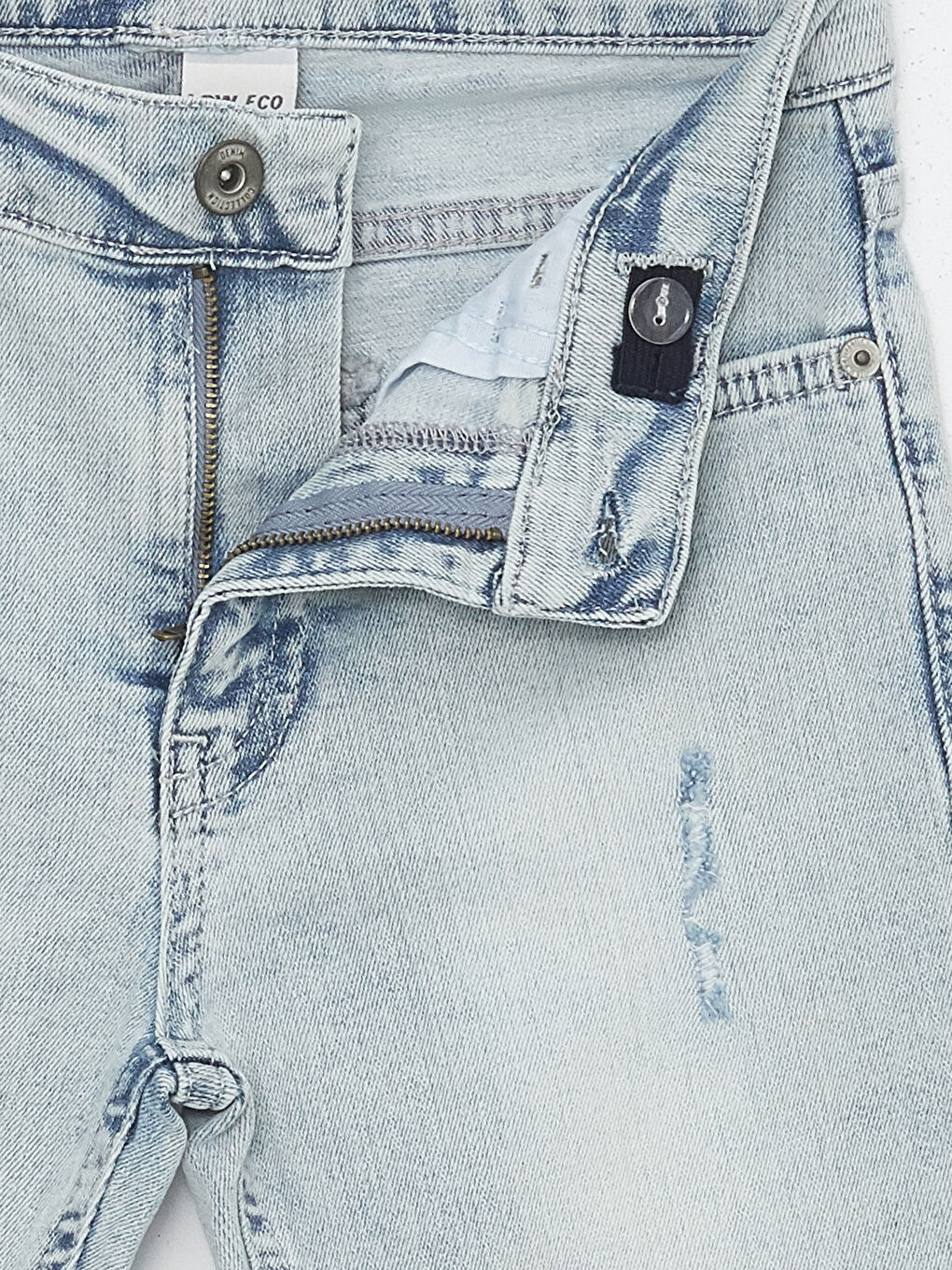 Mavi Yırtık Detaylı Erkek Çocuk Jean Şort-2