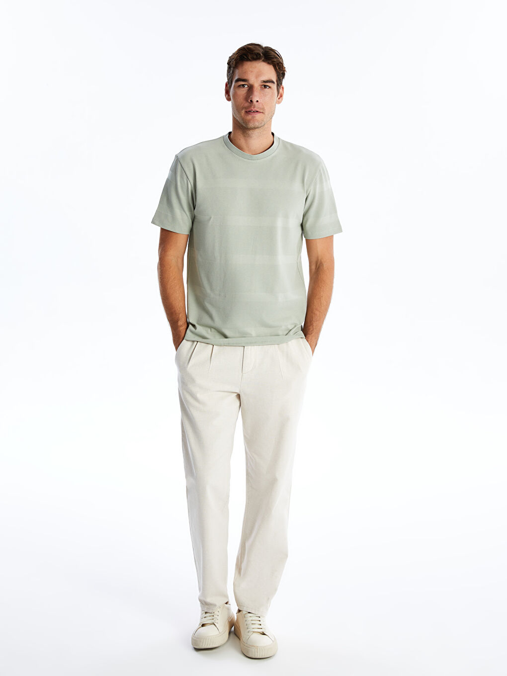 Crew Neck Short Sleeve Men's Textured T-Shirt -S4BB58Z8-F0S