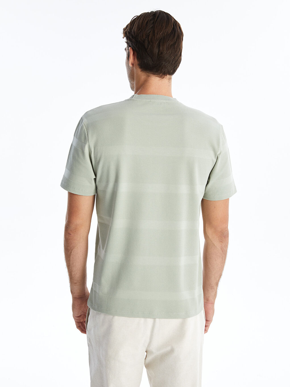 Crew Neck Short Sleeve Men's Textured T-Shirt -S4BB58Z8-F0S