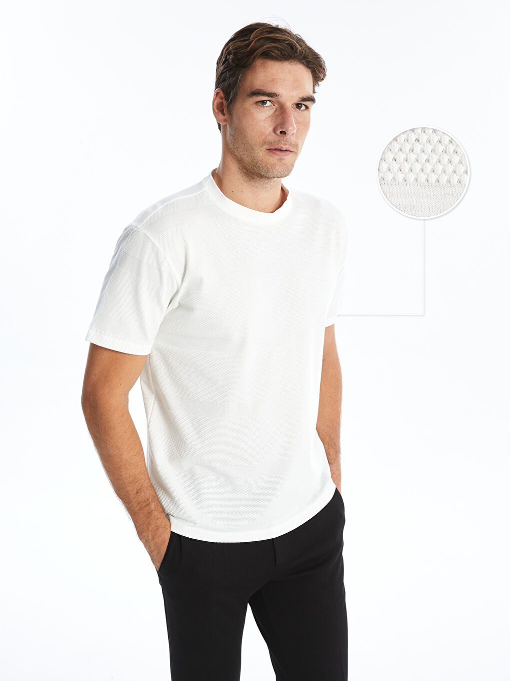 Crew Neck Short Sleeve Men's Textured T-Shirt -S4BB58Z8-R9J
