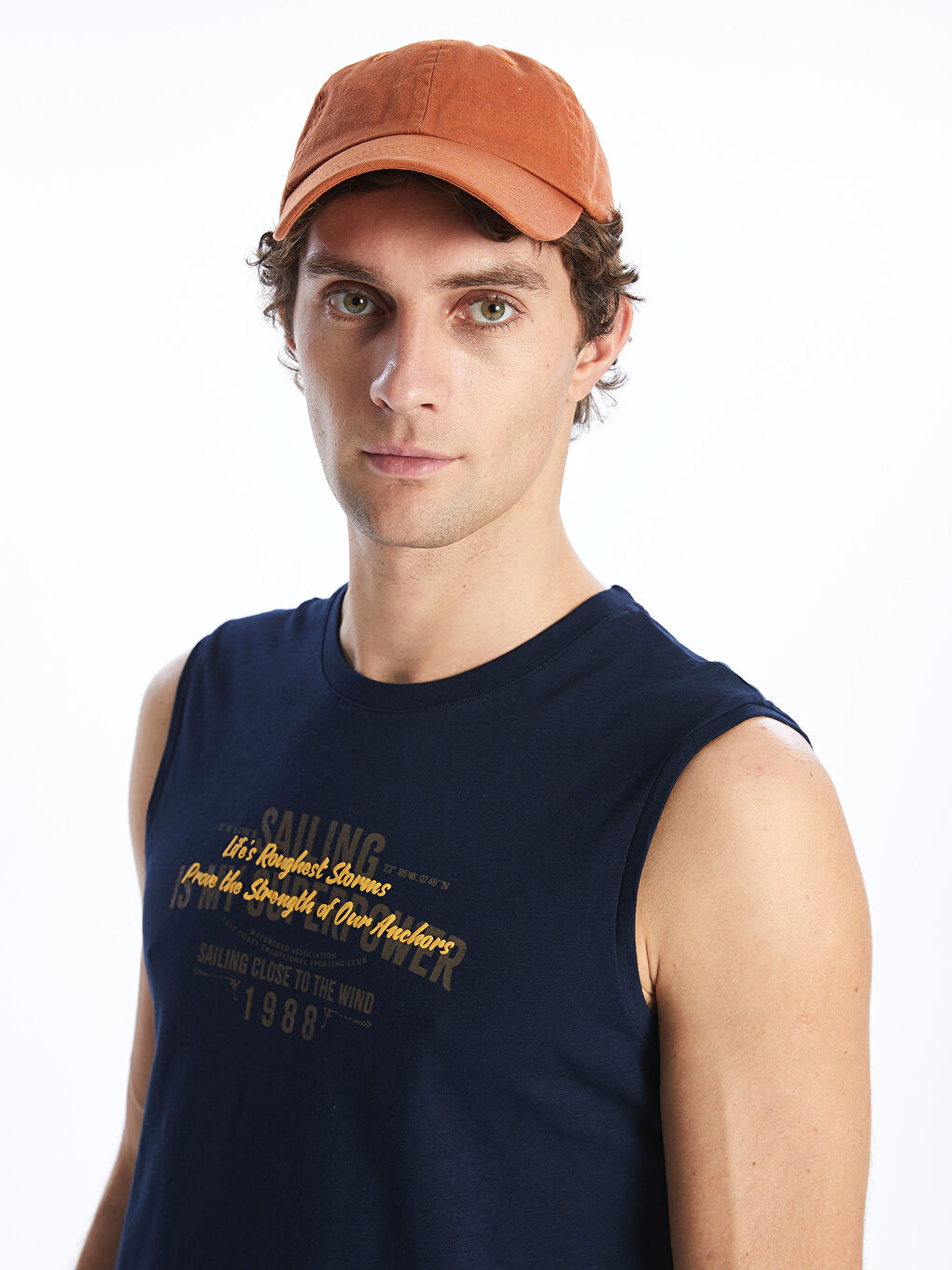 Crew Neck Printed Combed Cotton Men's Sleeveless T-Shirt -S4BB69Z8-DWP