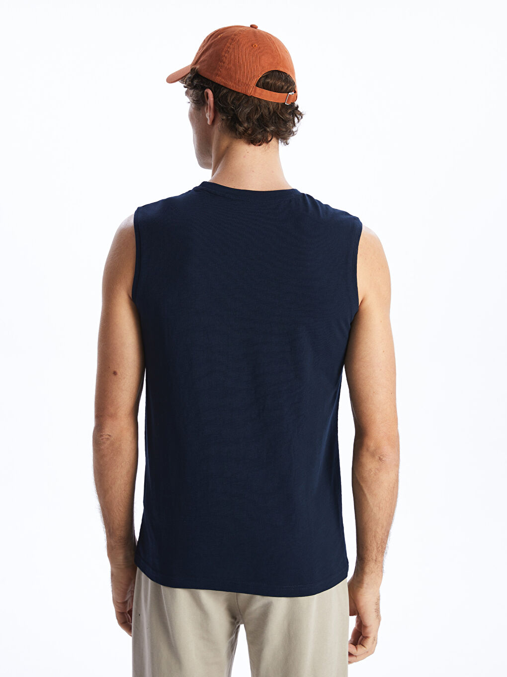 Crew Neck Printed Combed Cotton Men's Sleeveless T-Shirt -S4BB69Z8-DWP