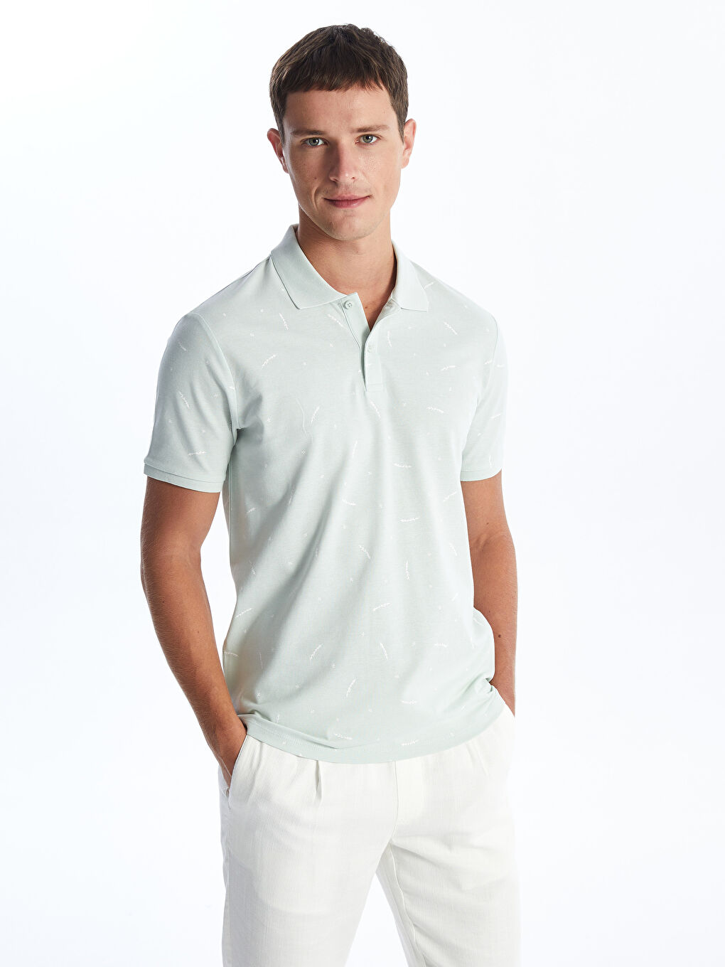 T-shirt pour Hommes à Col Polo Manches Courtes à Motifs en Piqué-1