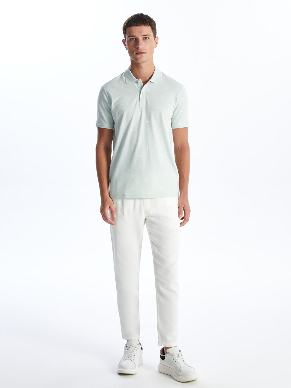 T-shirt pour Hommes à Col Polo Manches Courtes à Motifs en Piqué-2