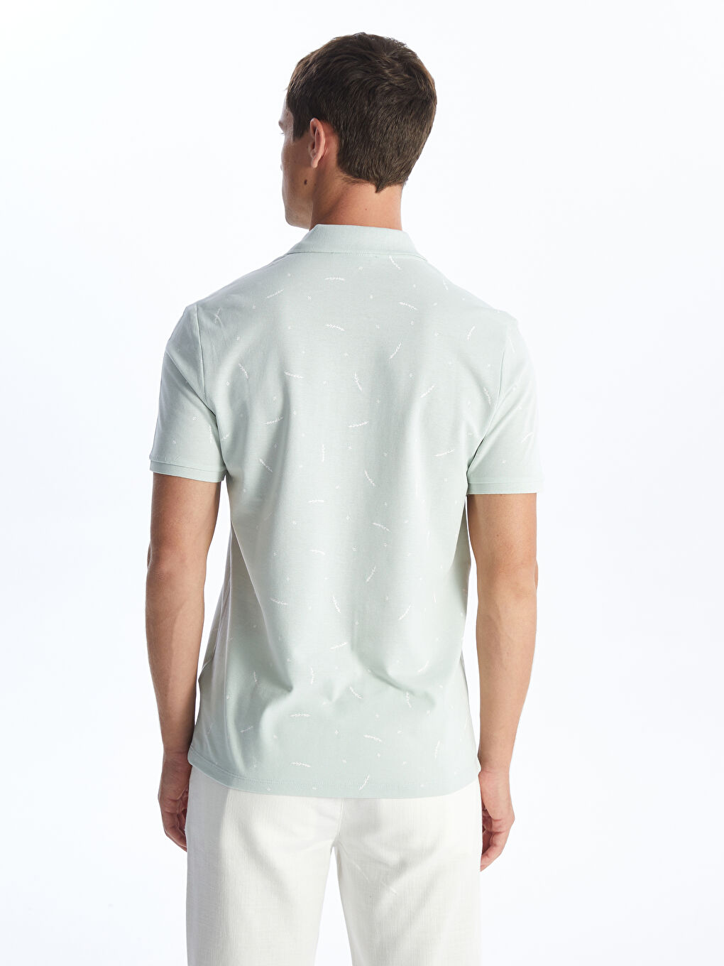 T-shirt pour Hommes à Col Polo Manches Courtes à Motifs en Piqué-4