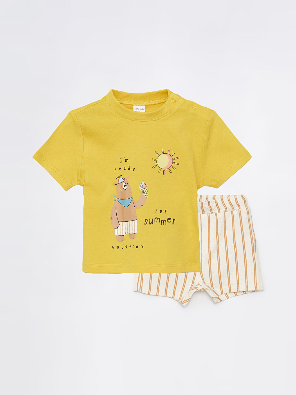 Crew Neck Printed Baby Boys' T-Shirt and Shorts 2 Pack Set-1