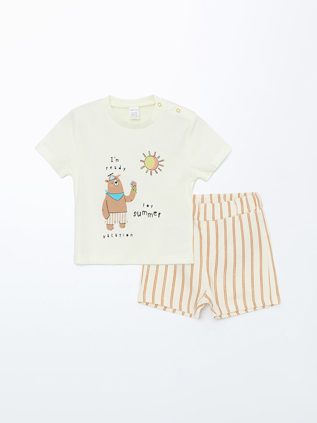 Crew Neck Printed Baby Boys' T-Shirt and Shorts 2 Pack Set