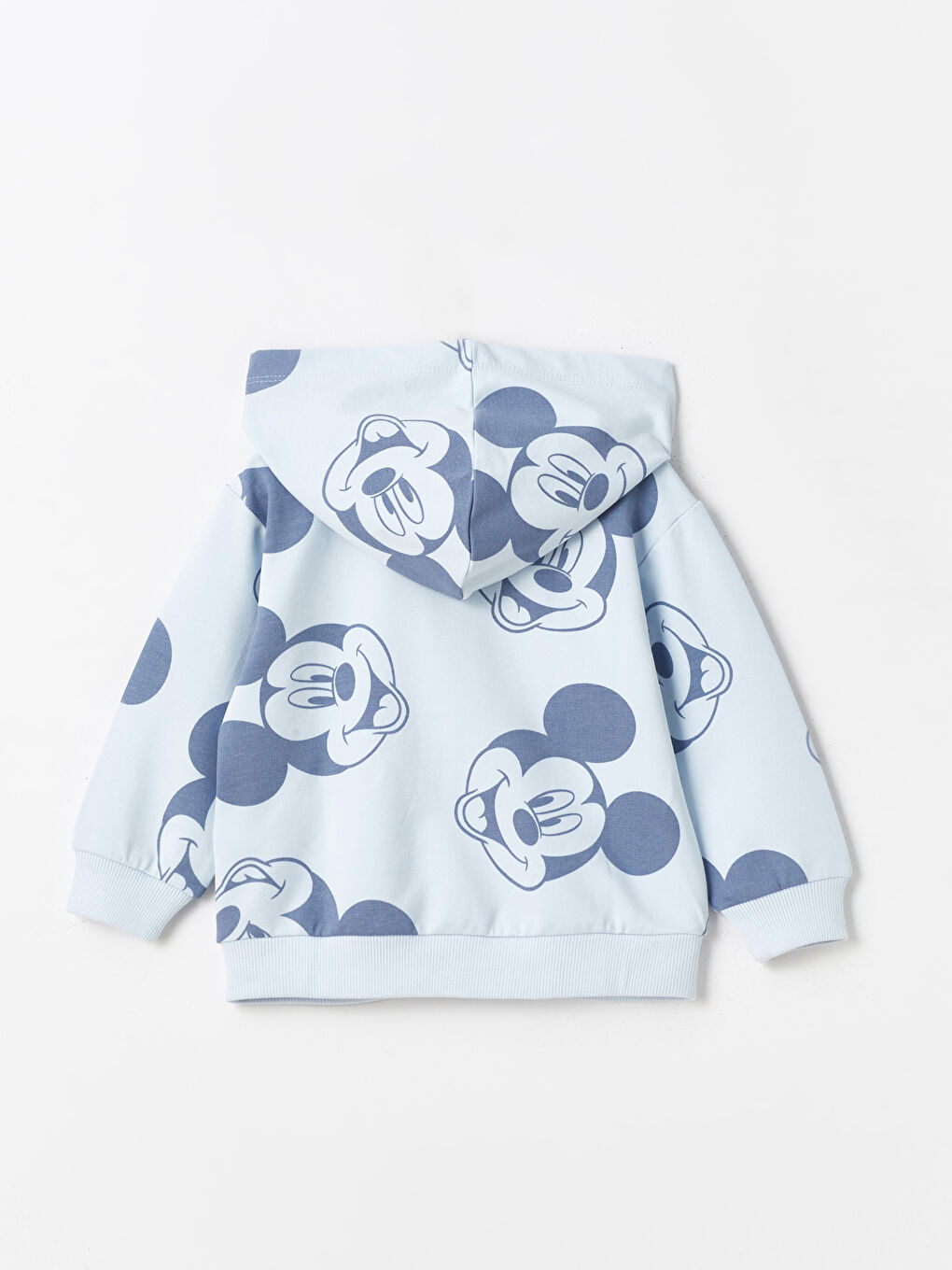 Mavi Kapüşonlu Mickey Mouse Erkek Bebek Fermuarlı Sweatshirt-1
