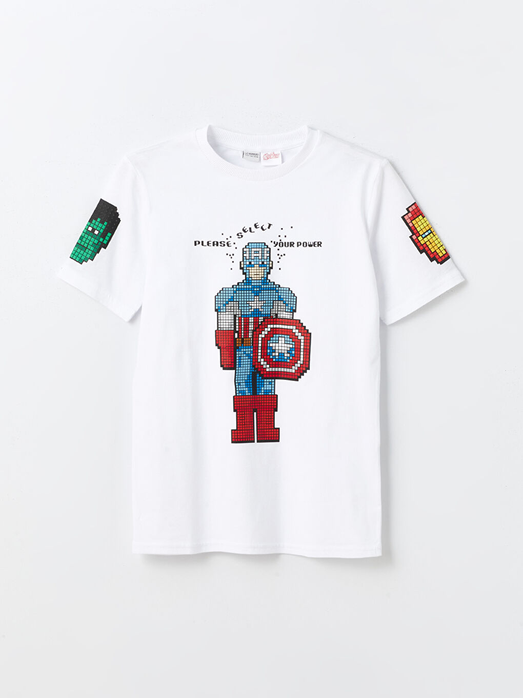 Tricou pentru Băieți cu Guler Rotund Captain America Imprimat și Mânecă Scurtă