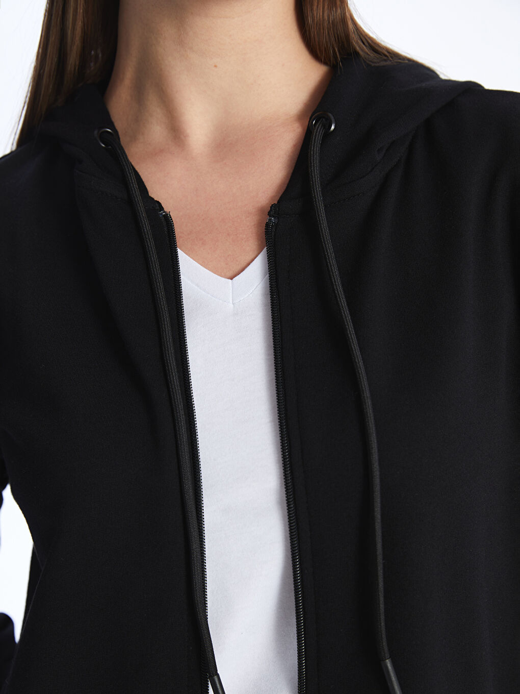 Hooded Plain Long Sleeve Women's Zip-Up Sweatshirt -S4BD11Z8-CVL