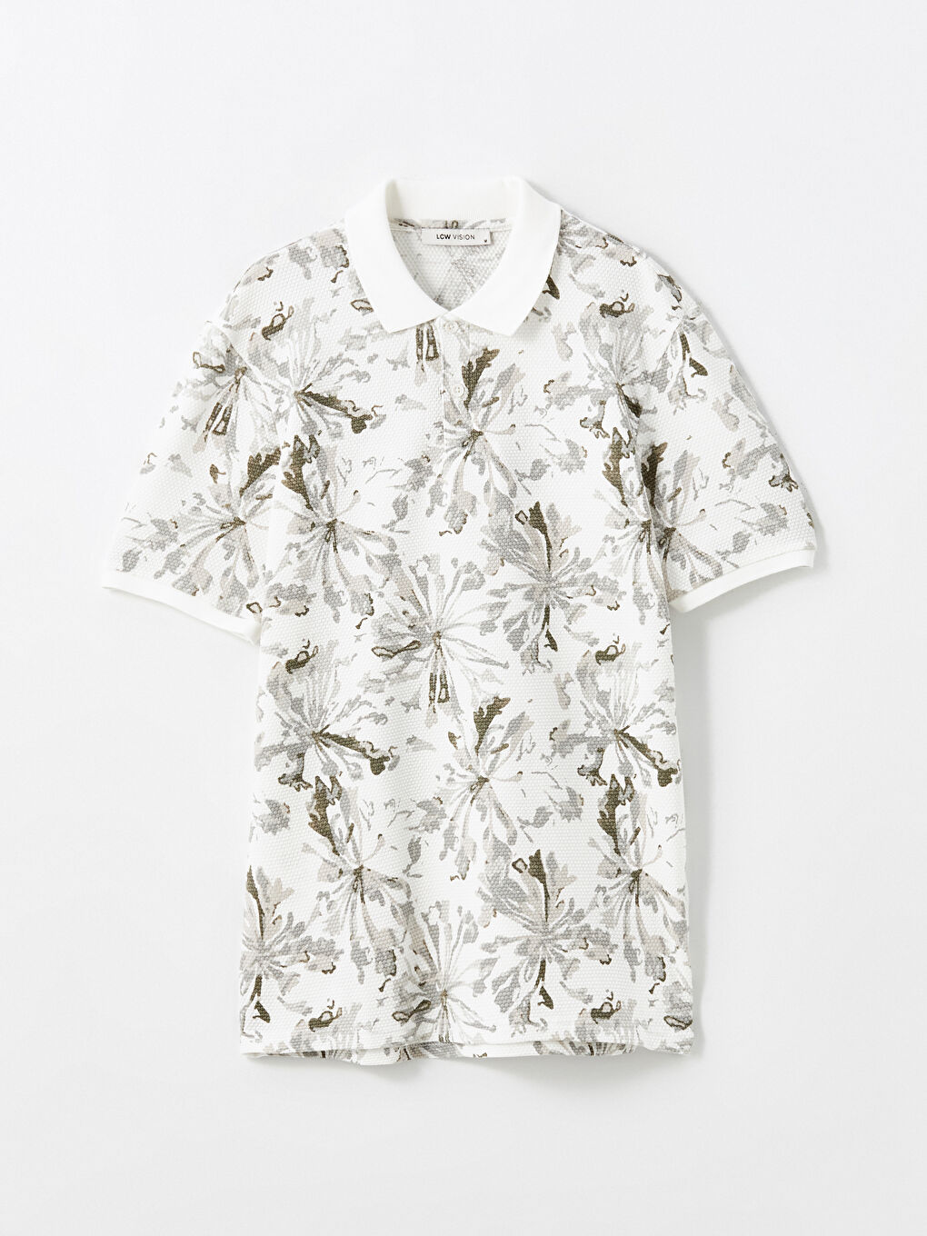 Polo Neck Short Sleeve Patterned Pique Men's T-Shirt-4